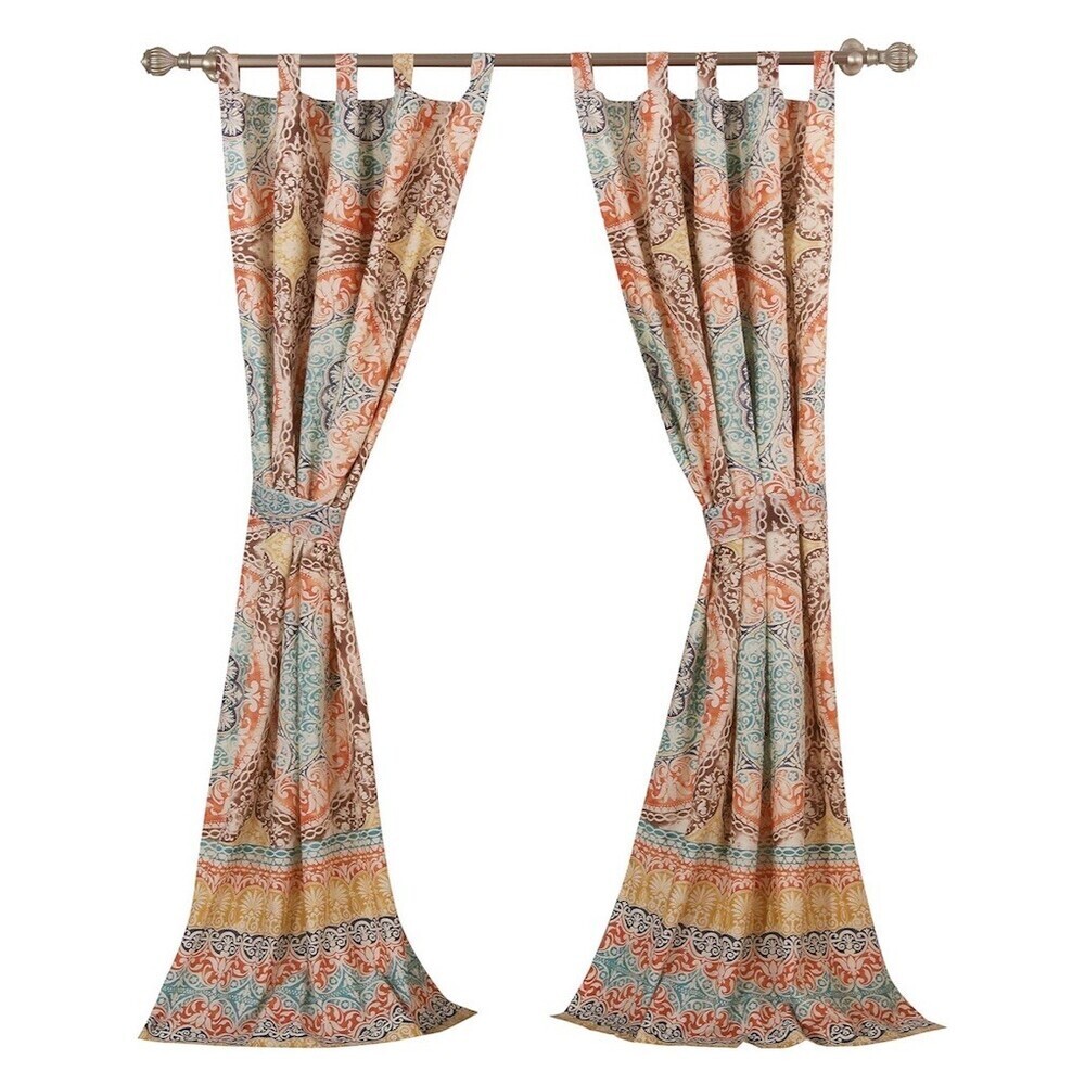 Barefoot Bungalow Olympia Curtain Panel Pair 84x42 Medallion